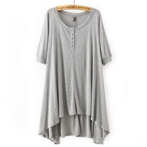 Grey Loose Fit High-Low Tunic Top
